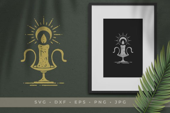 Antique Decorative Candle Graphics for Creative Projects