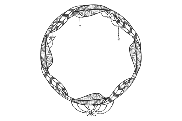 Boho Feathers Circle Graphics for Crafting