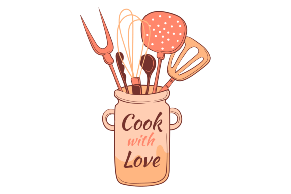 Cook with Love Decorative Lettering Graphics