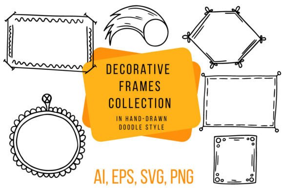 Decorative Doodle Frames Set Graphics for Branding