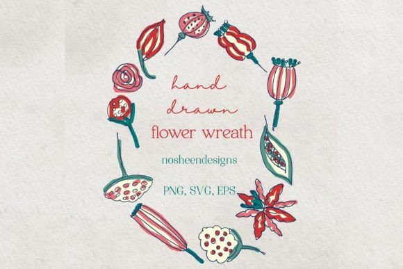 Decorative Flower Wreath Graphics for Crafting