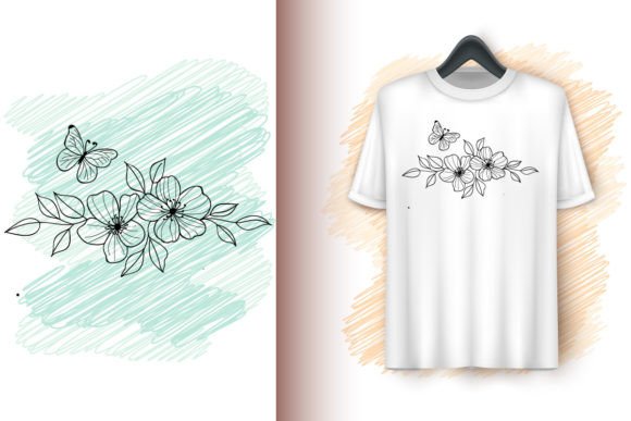 Decorative Flowers and Butterfly Graphics