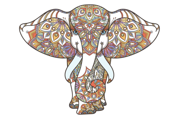 Elephant Silhouette with Decorative Patt for Local Branding