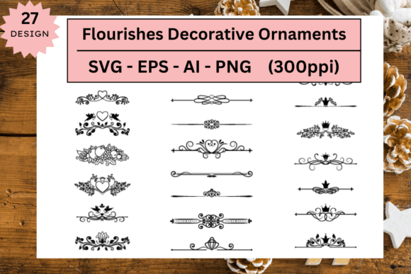 Flourishes Decorative Ornaments Bundle Graphics for Etsy and Print-on-Demand