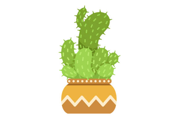 Green Cacti in Ceramic Pot Graphic