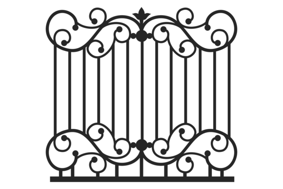 Ornate Black Vinta Gate for Graphic Design