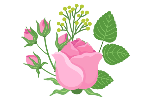 Pink Rose Branch Graphic for Local Branding