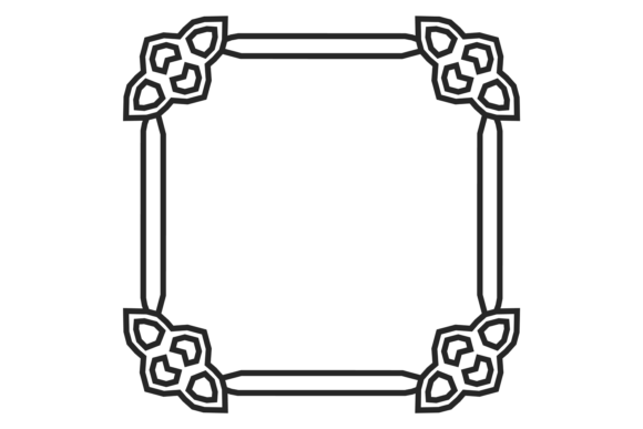 Retro Decorative Frame: Black Line Ornat Graphics