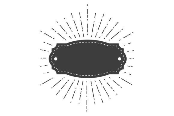 Vintage Black Tag with Decorative Burst Graphics